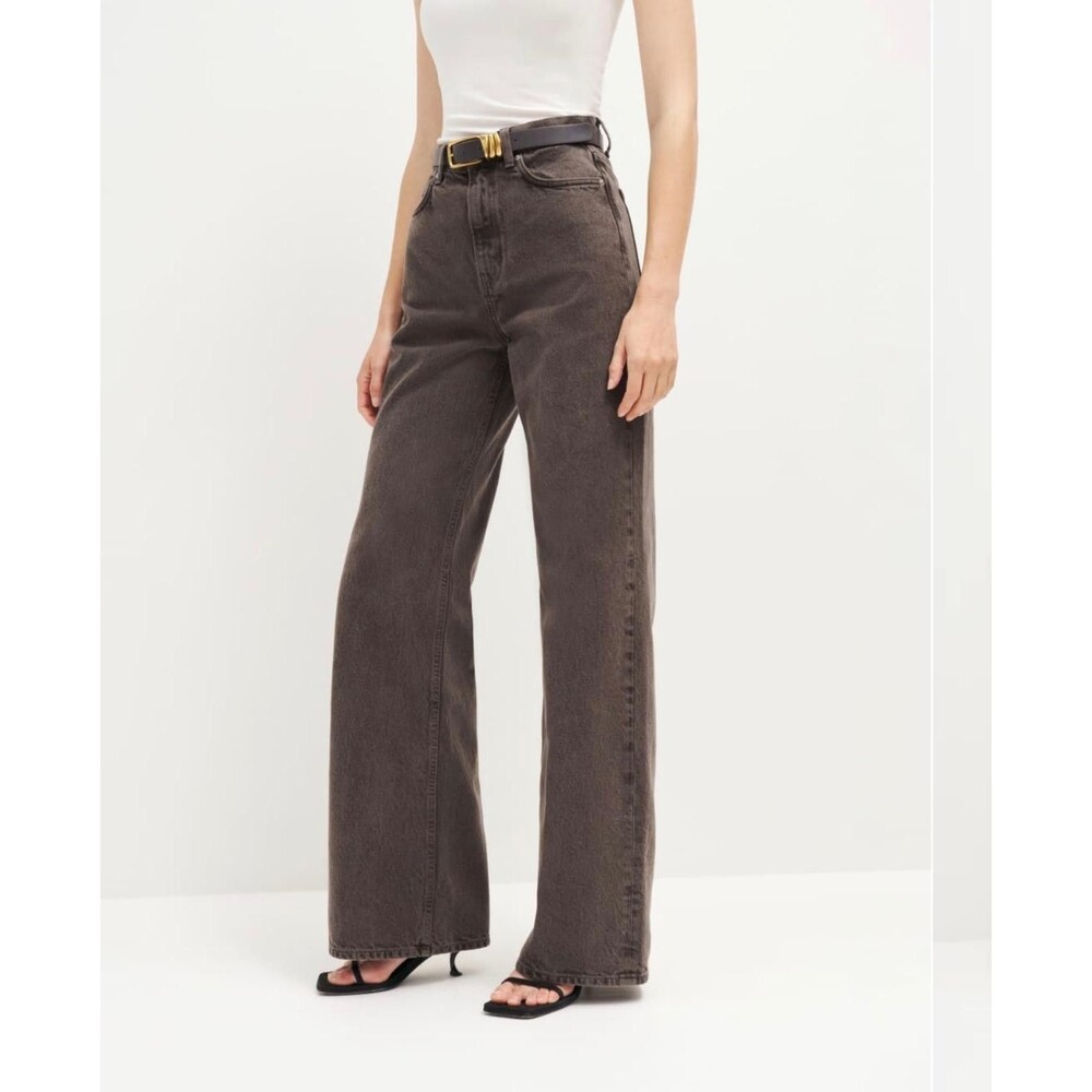 Reformation Cary High Rise Slouchy Brown Wide Leg Jeans- please read!